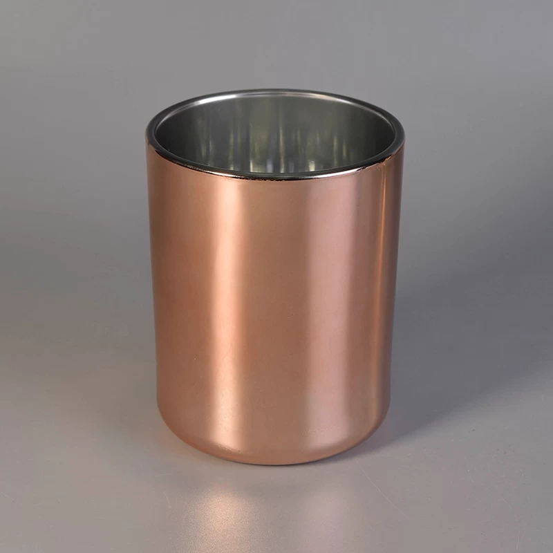 Pot de bougie en verre à effet métal brillant en gros de 2 oz à 20 oz avec un faible MOQ en vrac