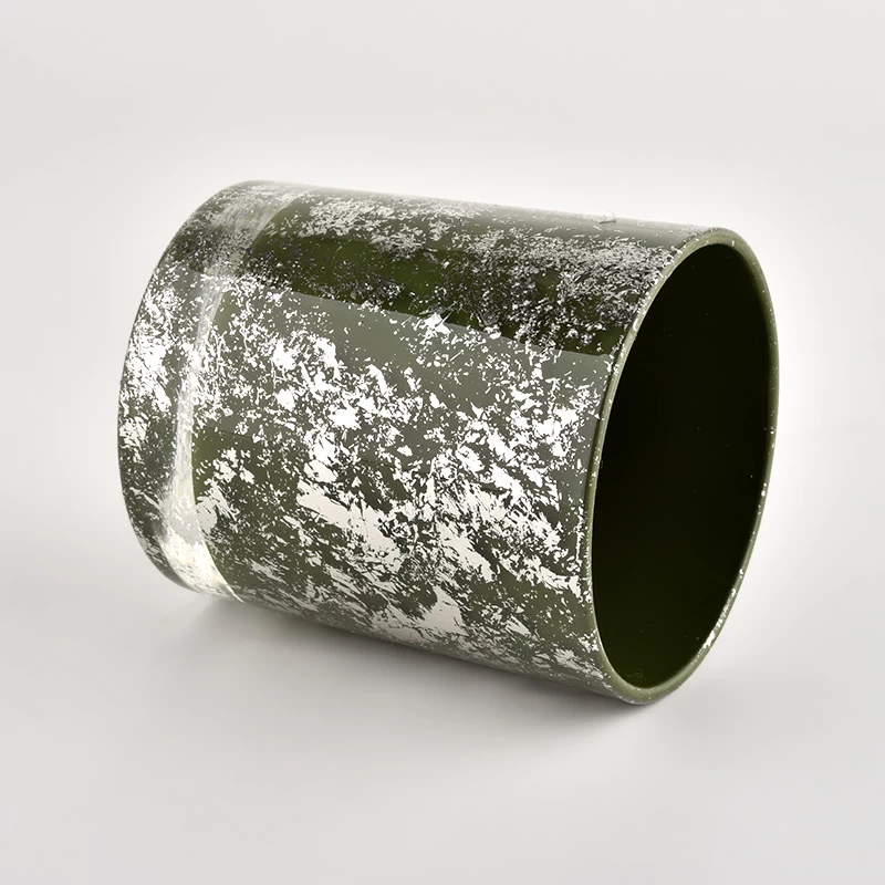 Pot de bougie en verre vide en verre vert unique personnalisé en gros
