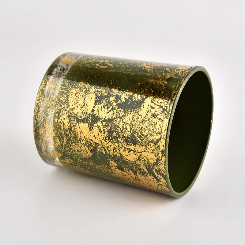Vase à bougie vide en verre vert or de luxe en gros sur mesure