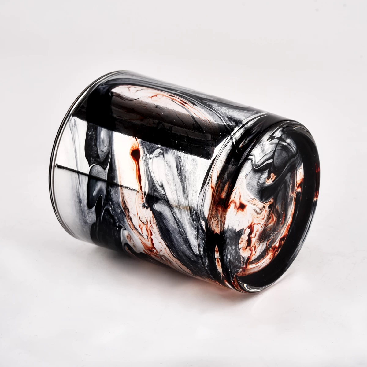 Efect de pictură colorat de lux cu design nou pe borcane de lumânare de sticlă de 300 ml în vrac