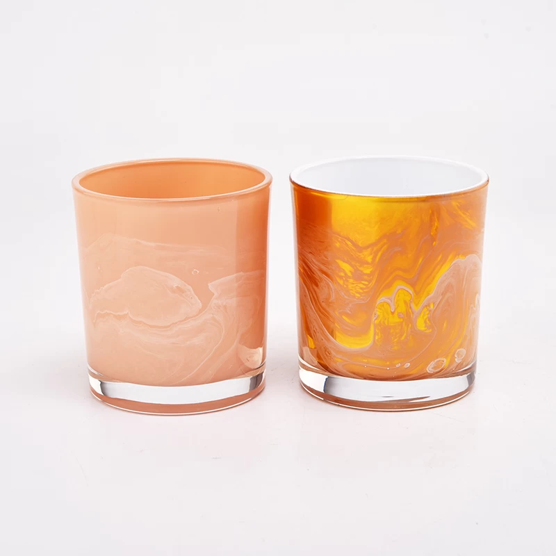 glossy orange custom decorative 8oz glass candle jars