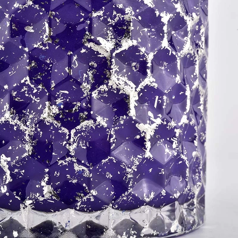 Pots de bougies en verre vides violets de luxe avec couvercle pour mariage 440 ml