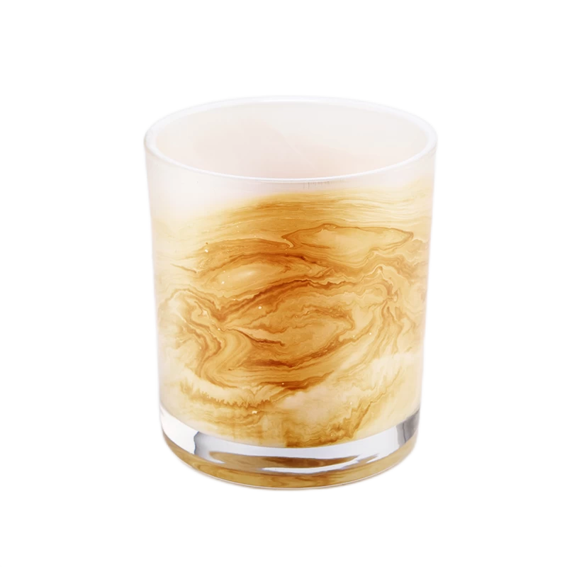 Newly design luxury customized colorful painting effect on 300ml glass candle jars in bulk 