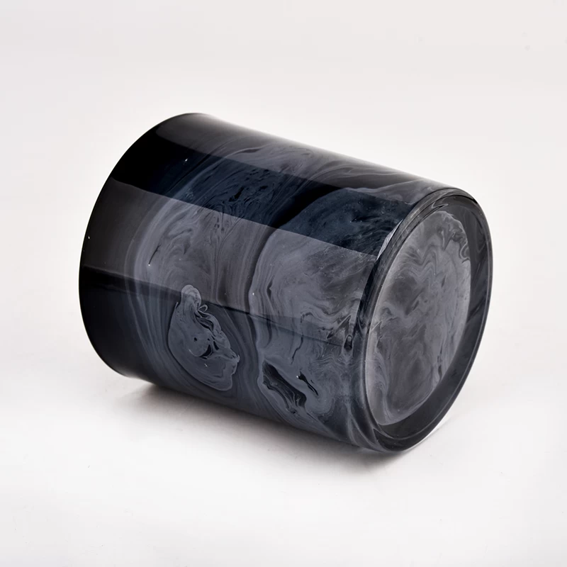 Bougeoir en verre de 300 ml, bocaux en verre noir pour la fabrication de bougies