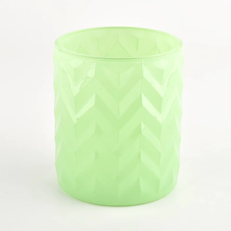 unique wave design glass jars for candles green 400ml wholesale
