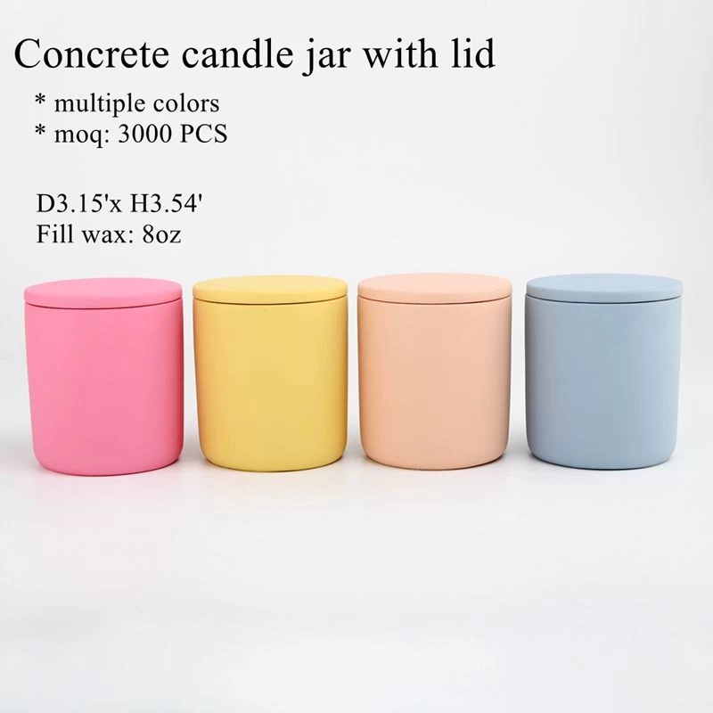 Sunny colorful concrete candle jar with lids for wholesale - COPY - b3b0wt