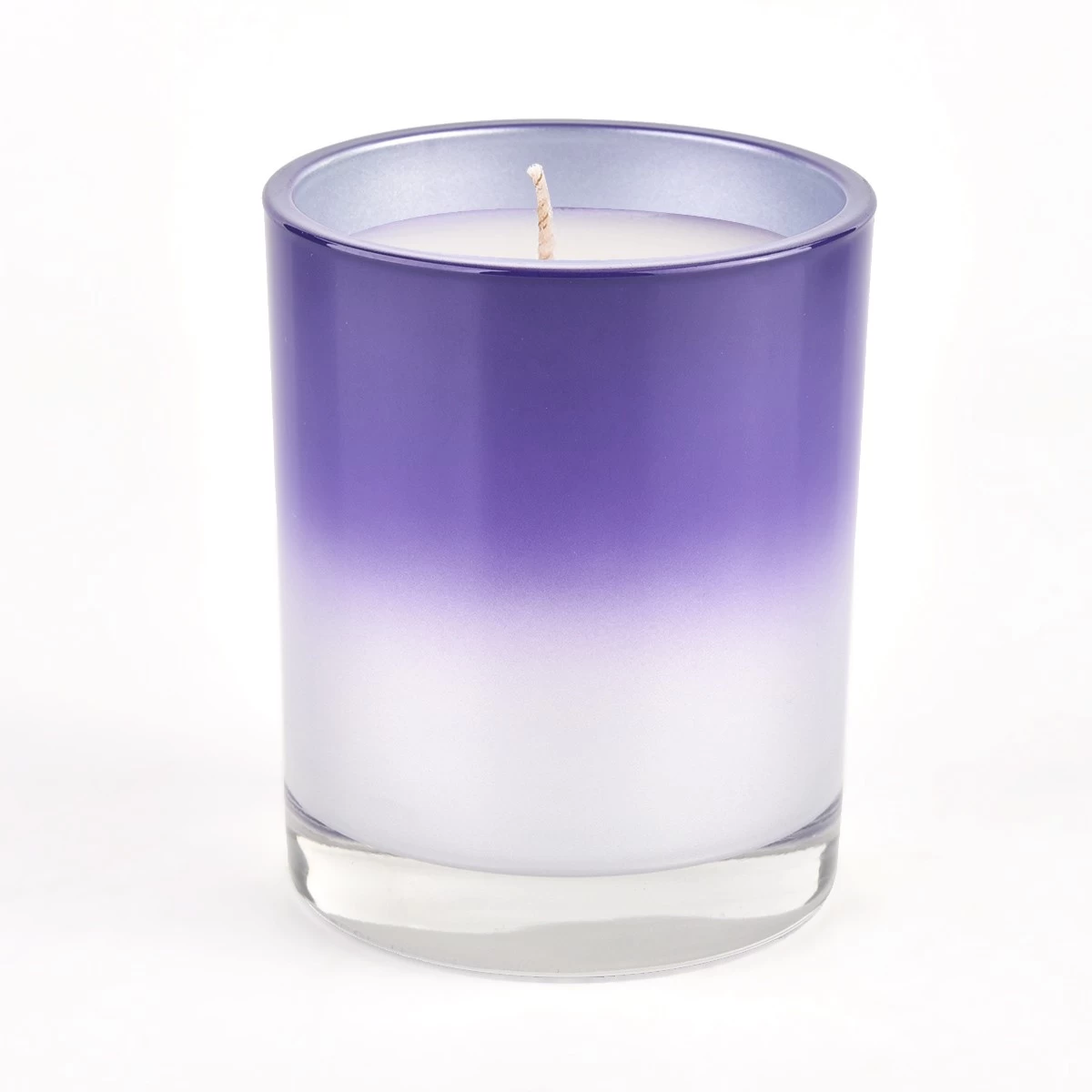 Nouveau pot de bougie en verre brillant design avec fournisseur violet dégradé
