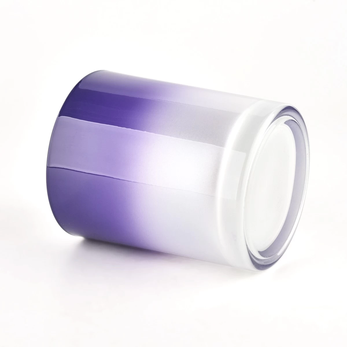 New design glossy glass candle jar with gradient purple supplier