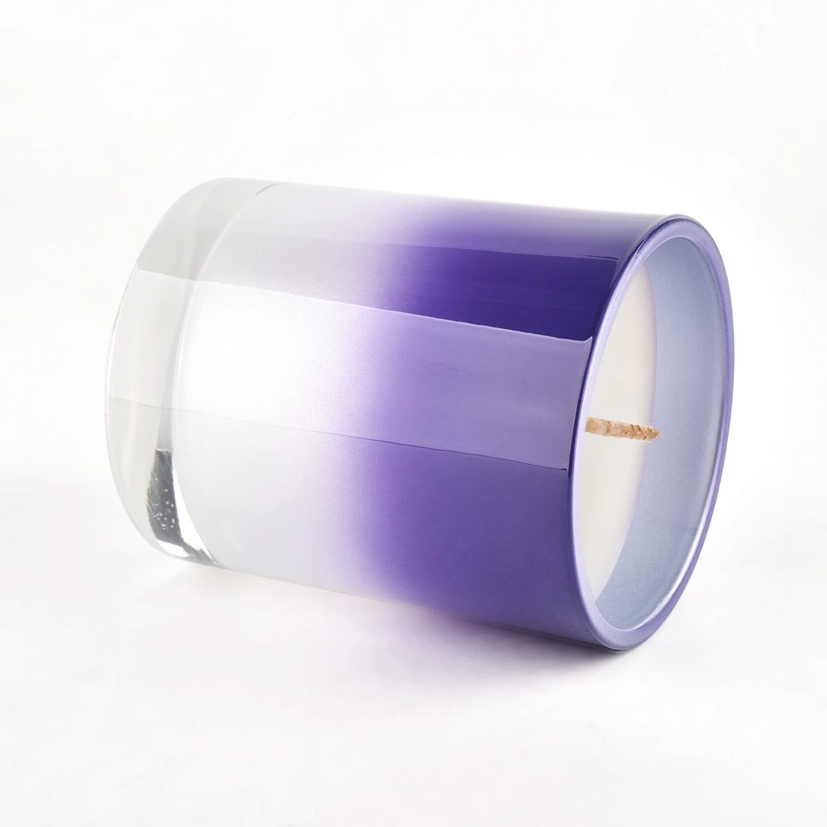 New design glossy glass candle jar with gradient purple supplier