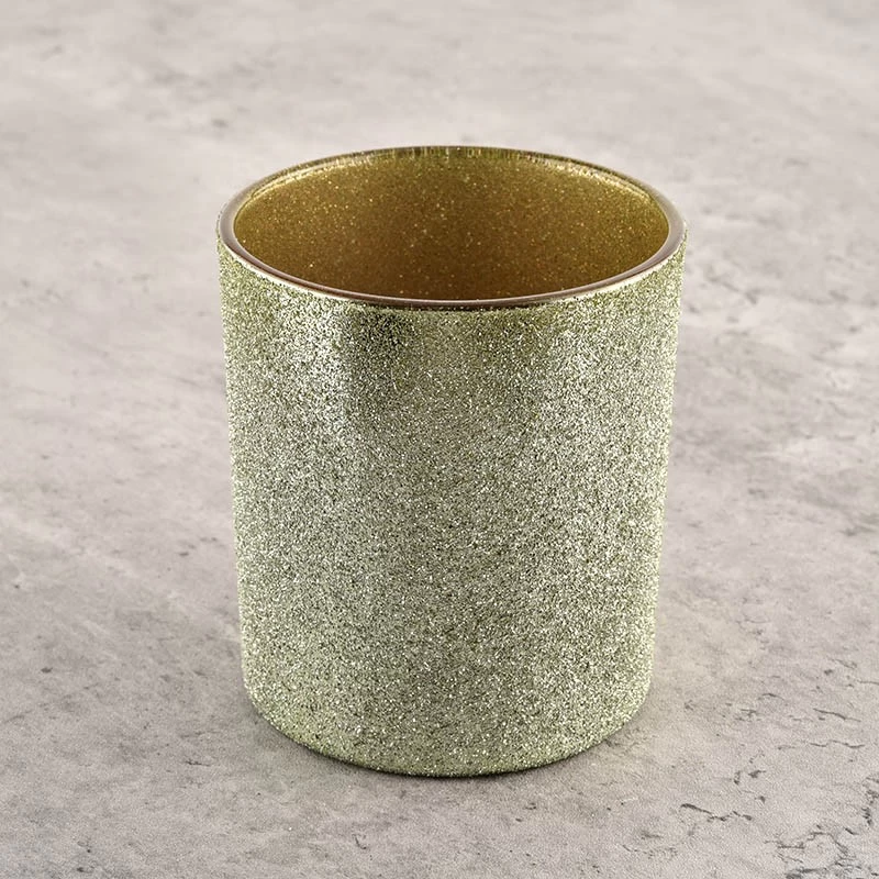 Pots de bougie en verre de surface de sable doré de Noël en gros de luxe en vrac