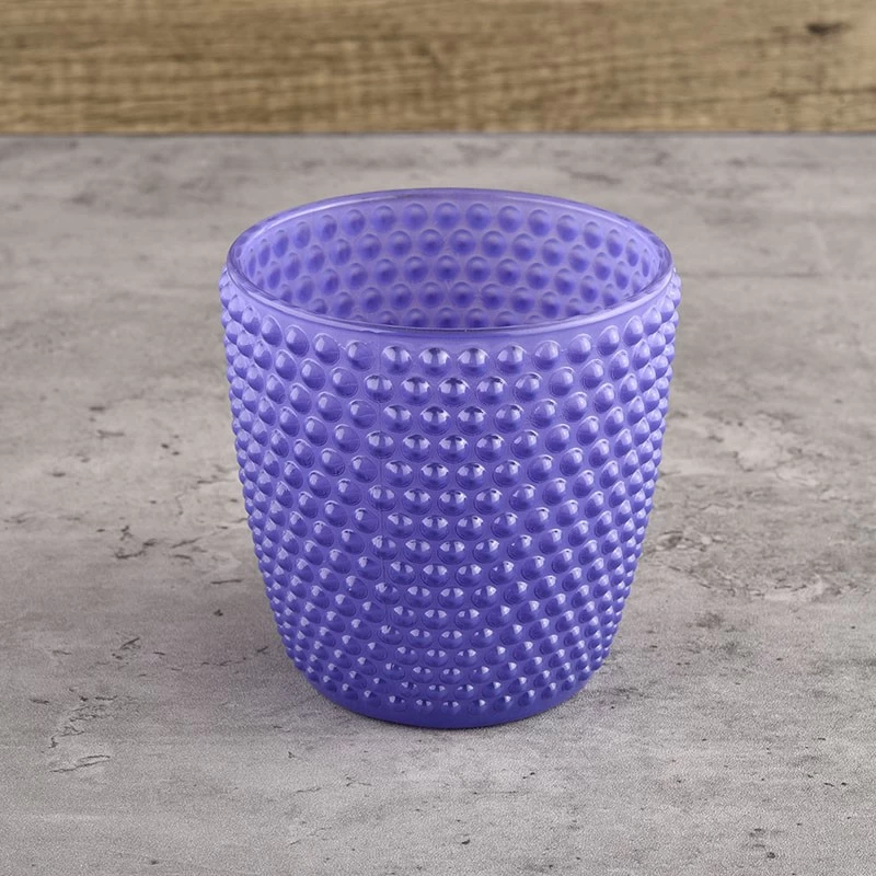 Luxury 8oz glass candle jars with dots designs wholesaler