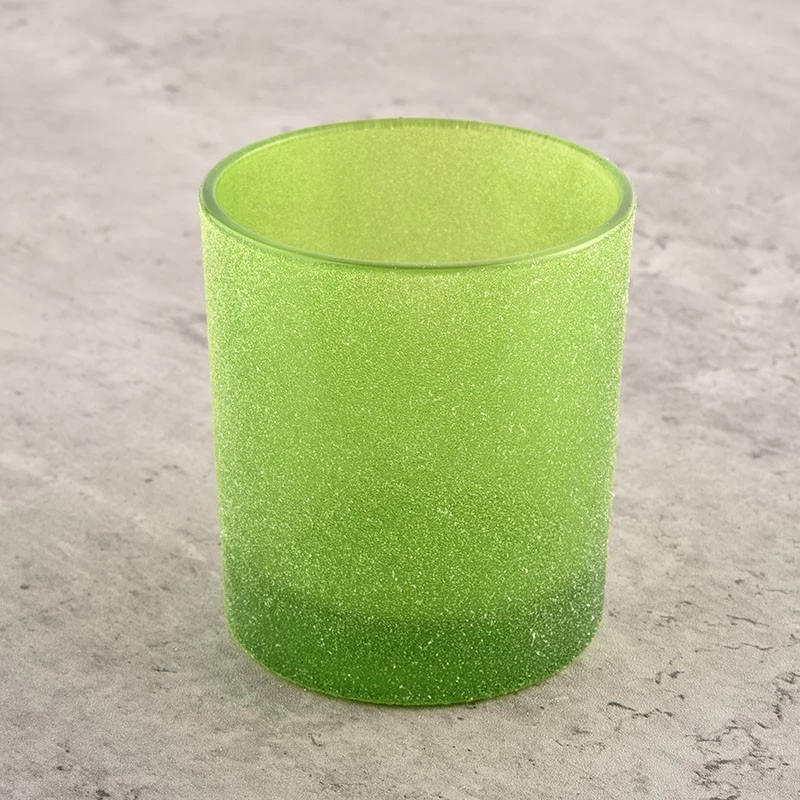 Custom Home decor green glass candle vessel for Candles Making