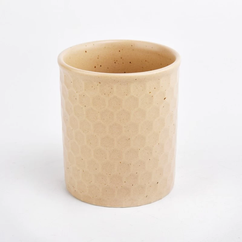 Pot de bougie en céramique à motif en nid d'abeille de 13 oz