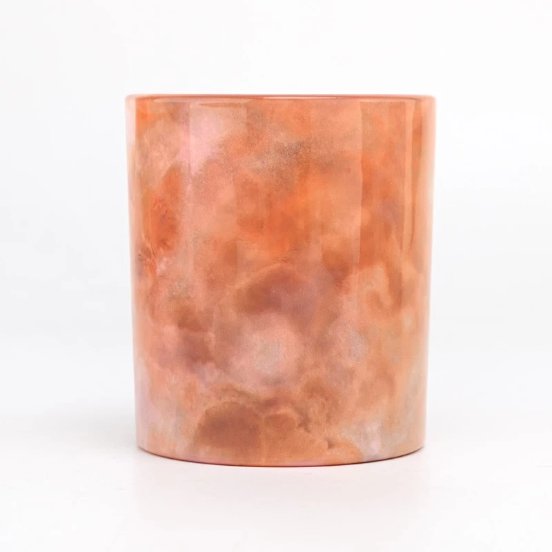Effet de pierre de couleur personnalisé nouvellement conçu sur le bougeoir en verre pour la déco de la maison