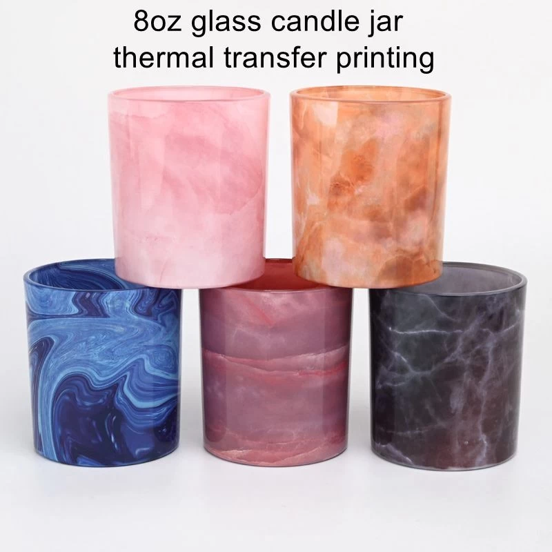 hot sale 8 oz artwork printing glass candle jar