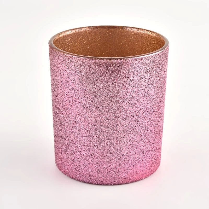Veleprodaja luksuznih ružičasto-zlatnih staklenih tegli za svijeće i kućnog dekora