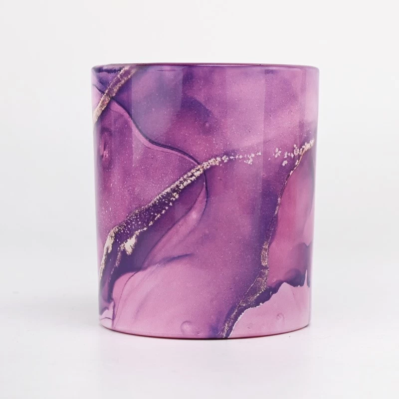 Newly design customized color stone effect on the glass candle holder for home deco