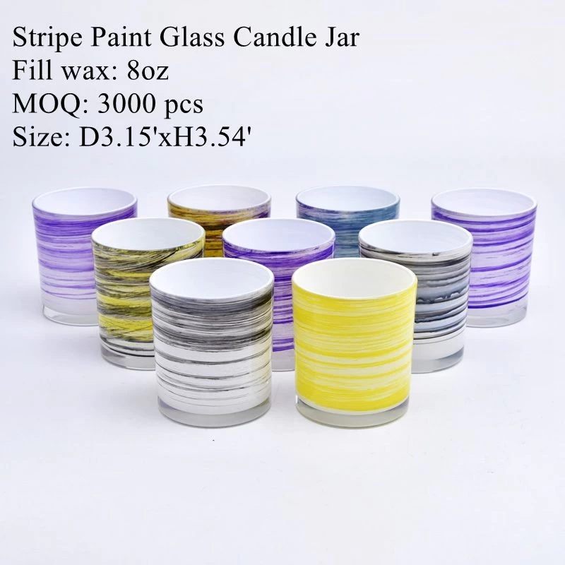 luxury purple painting glass candle jar 8oz