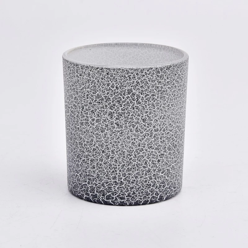 Empty Glass Candle Jar For Candle Making Cracked Pattern Glass Candle Holders Wholesale