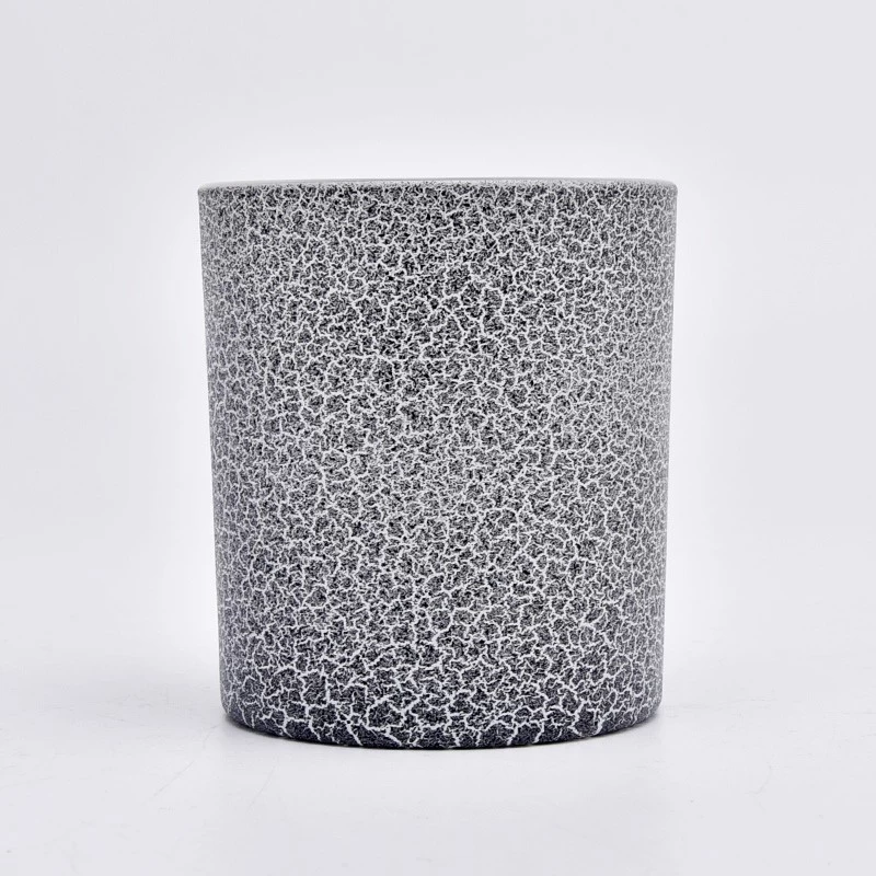 Empty Glass Candle Jar For Candle Making Cracked Pattern Glass Candle Holders Wholesale