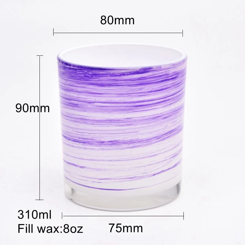 luxury purple painting glass candle jar 8oz