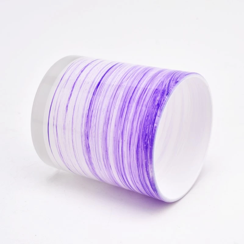 pot de bougie en verre de peinture violette de luxe 8 oz
