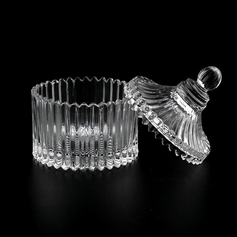 Luksuzni dijamantni efekt 3 veličine novog dizajna na staklenim posudama za svijeće s poklopcima za veleprodaju
