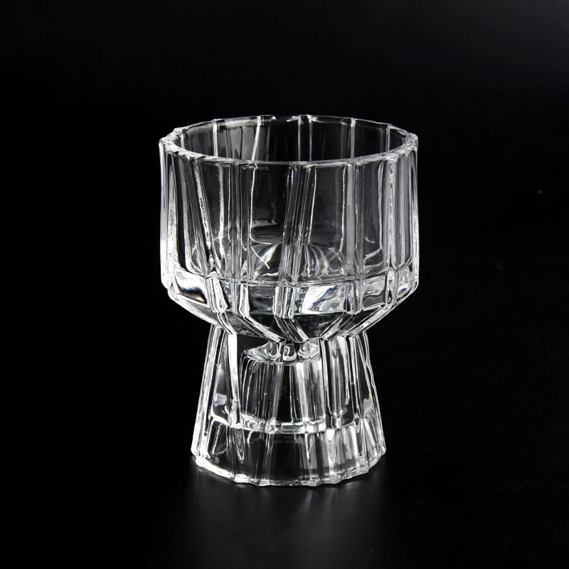 Large strip pattern glass candle containers for candle making - COPY - b5c1io