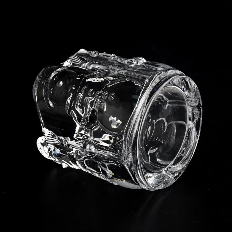 Christmas snowman design votive  5oz glass candle jar