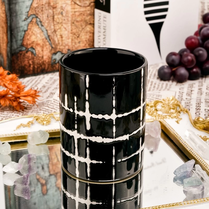 luxury 11oz black ceramic candle jar 
