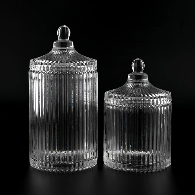 Glass Candy Container with Lids Customized Glass Candle Vessel with Lids Wholesale