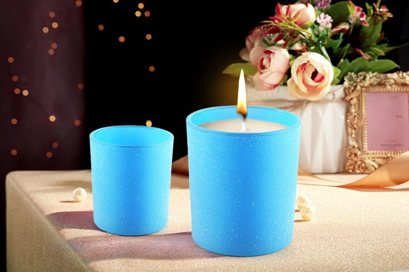 Wholesale 8oz blue glass candle jar candle container vessels