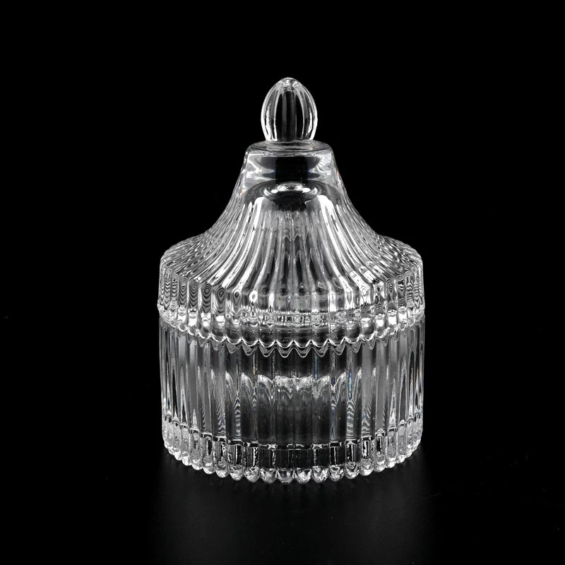 Small capacity clear glass candle vessel with lids supplier