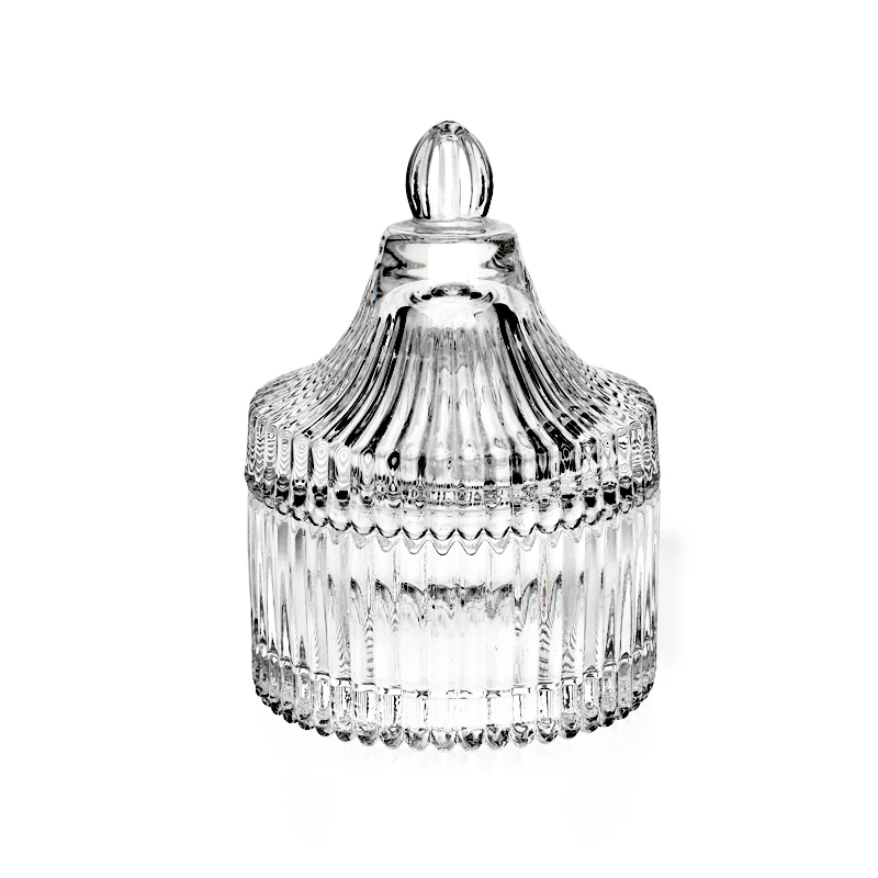 Small capacity clear glass candle vessel with lids supplier