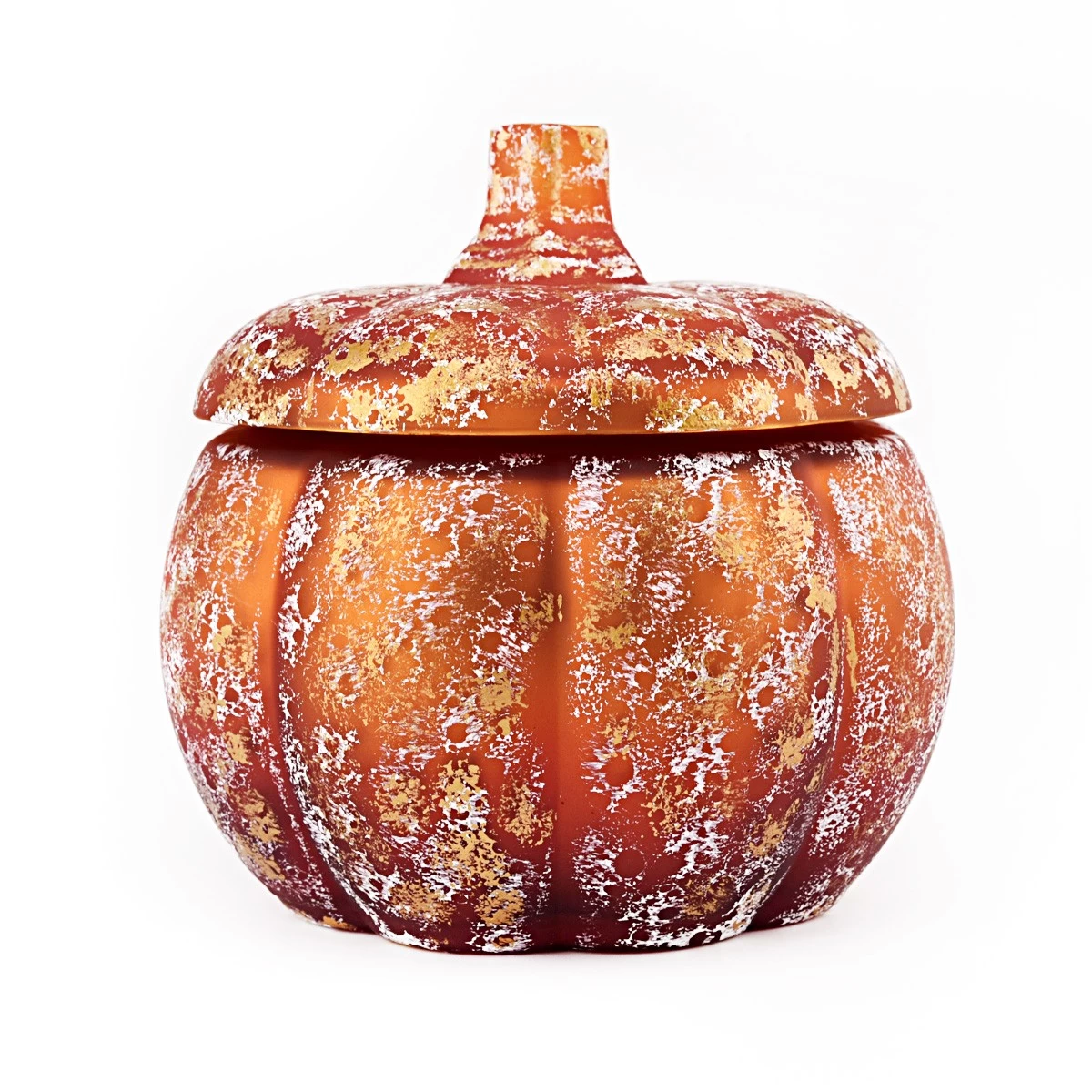 Halloween Orange Gold Pumpkin Shaped Jar for Candle Making Glass Candy Jar with Lid Pumpkin Glass Candle Jar