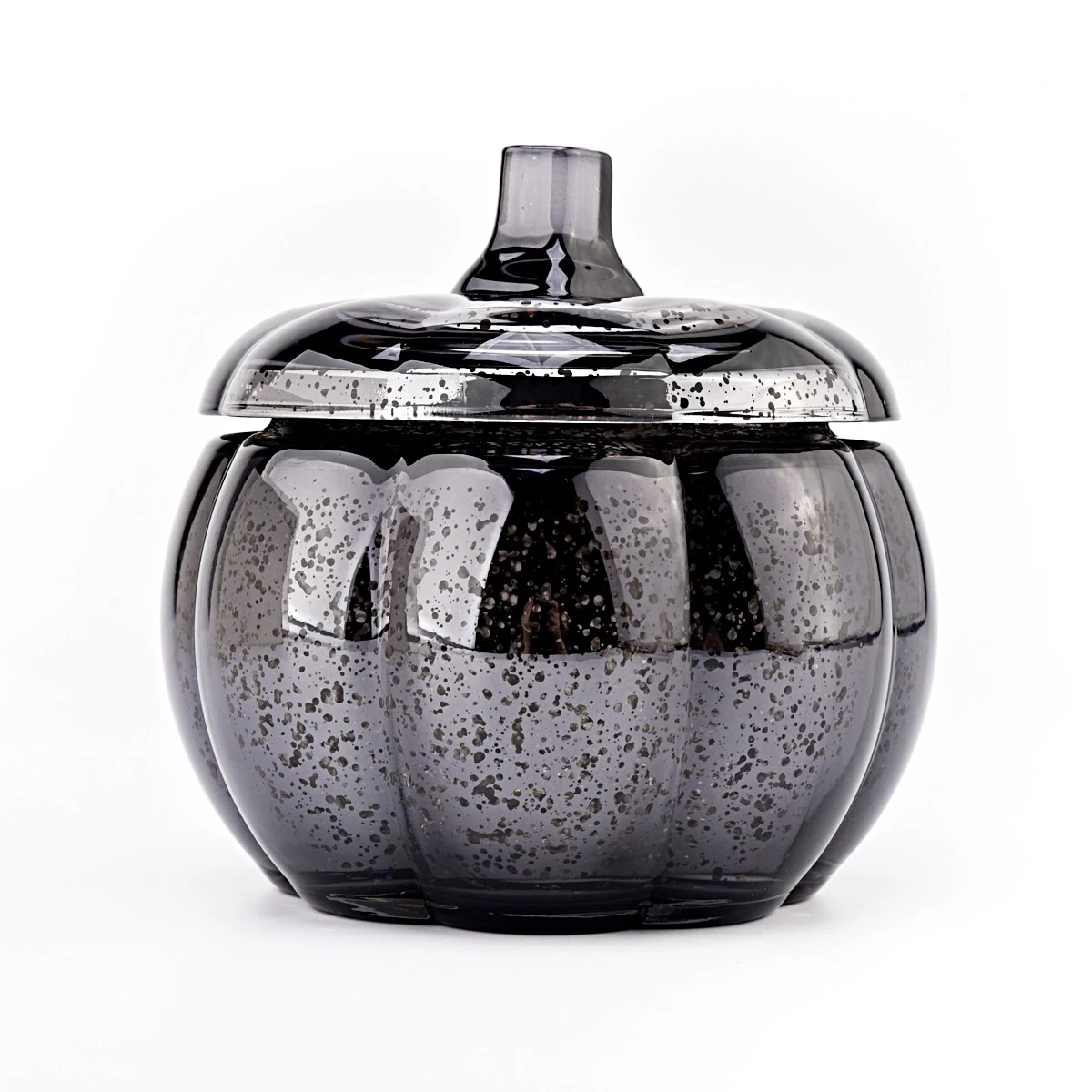 New Arrival Luxury Pumpkin Glass Candle Jar Pumpkin Glass Candy Container With Lids