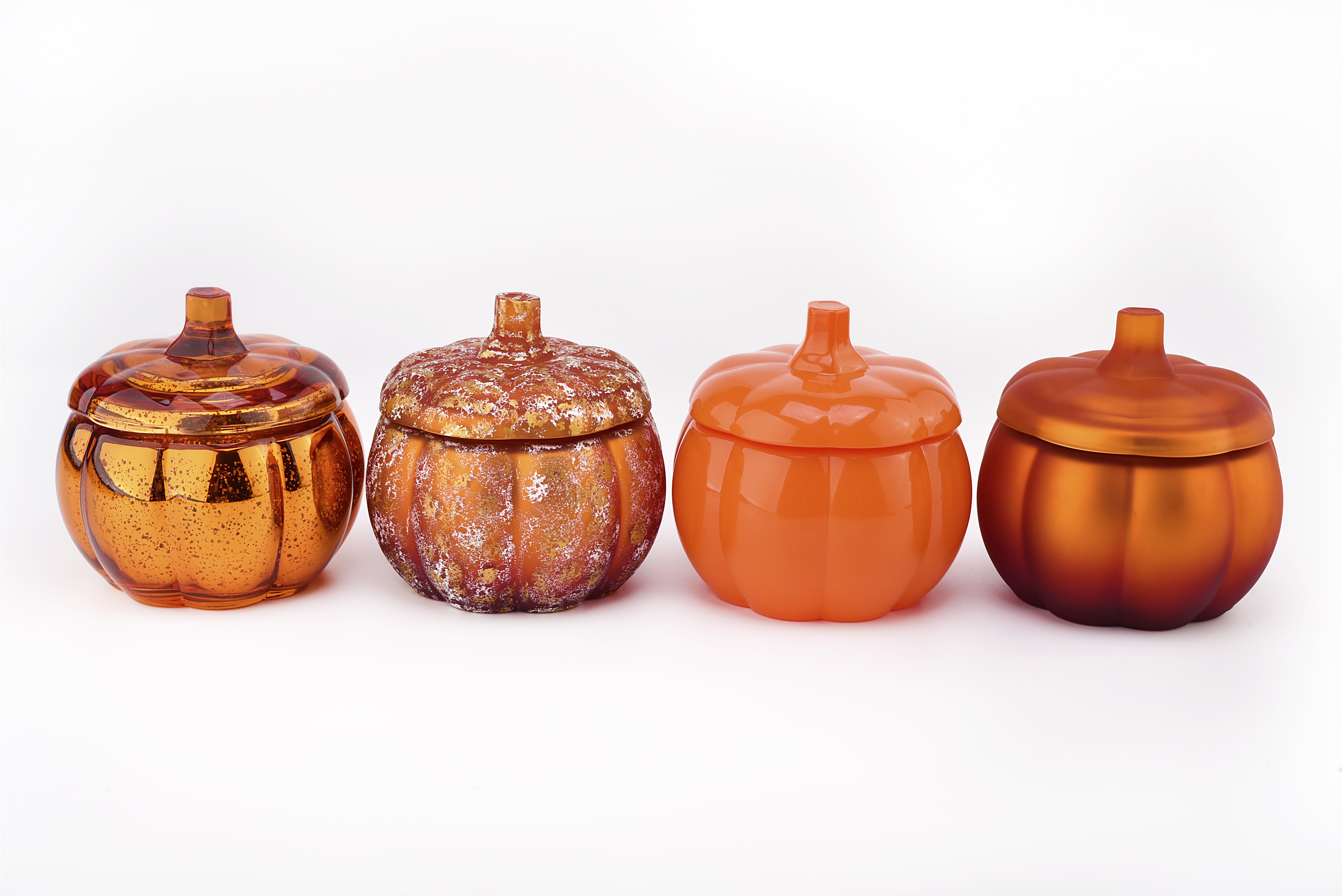 Soitheach coinneal gloine múnlaithe Pumpkin le clúdach le haghaidh Oíche Shamhna