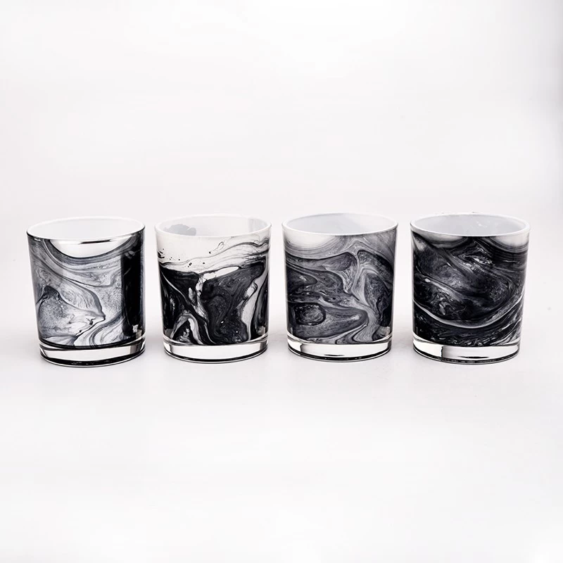 Fancy Marble Color Glass Candle Jars Wholesale