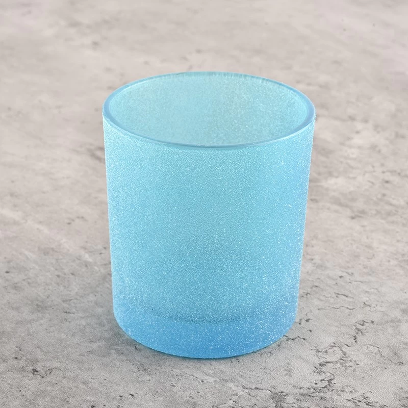 Wholesale Round Bottom Bule Candle Jars Frosted Matte Candle Vessels