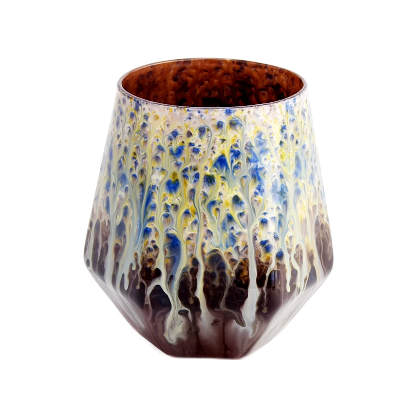 luxury decoration glass candle jar with shape design