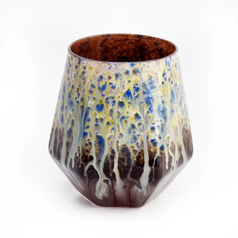 luxury decoration glass candle jar with shape design