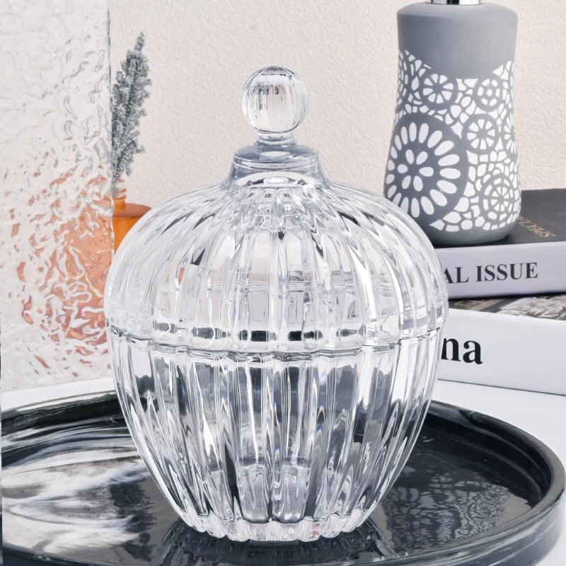 luxury transparent glass pumpkin candle jar with lid