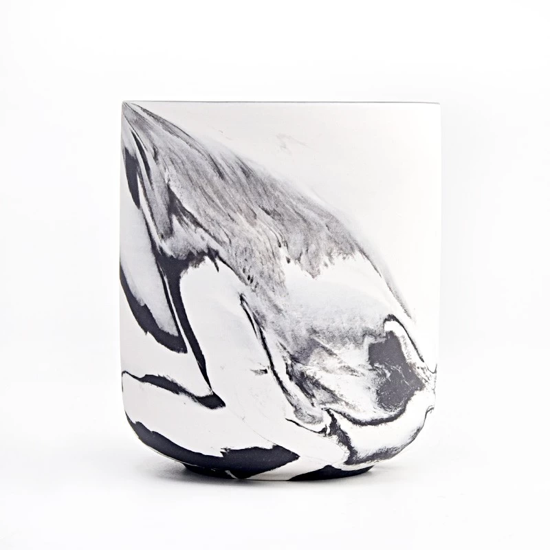 Marbling Ceramic Candle Vessels Wholesale Marble Color Ceramic Candle Holders