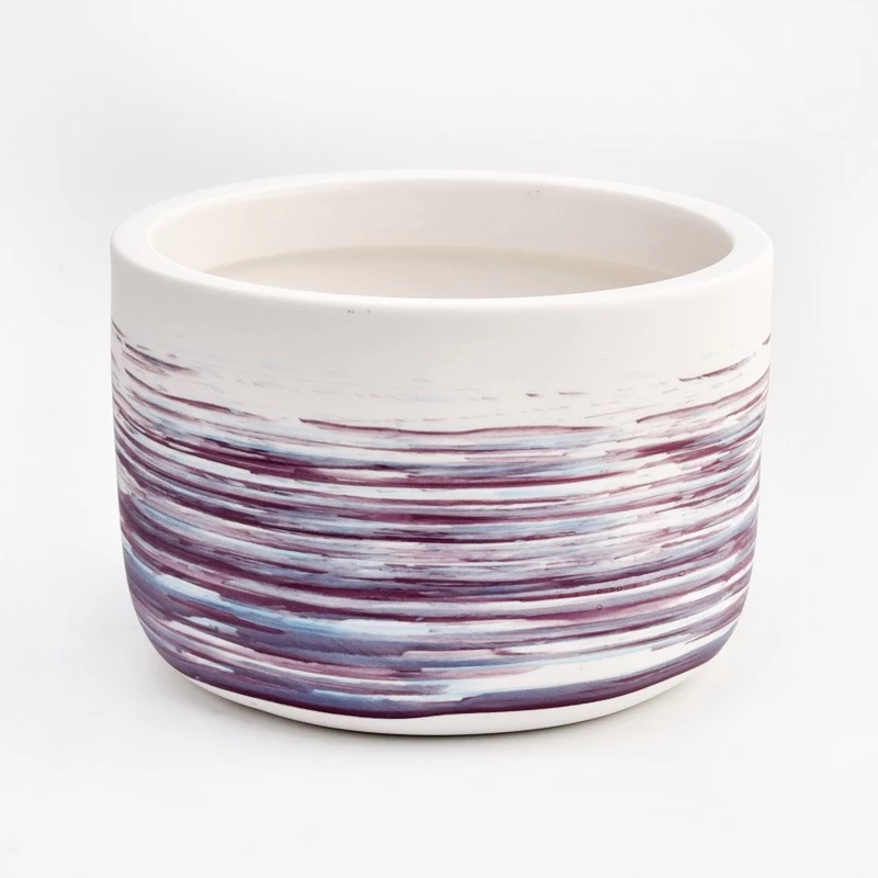 Fancy Brush Paint Color Empty Ceramic Candle Jar Wholesale