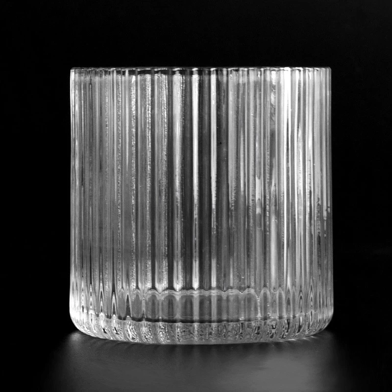 China fluted glass jar for candle making 7oz glass candle vessel manufacturer