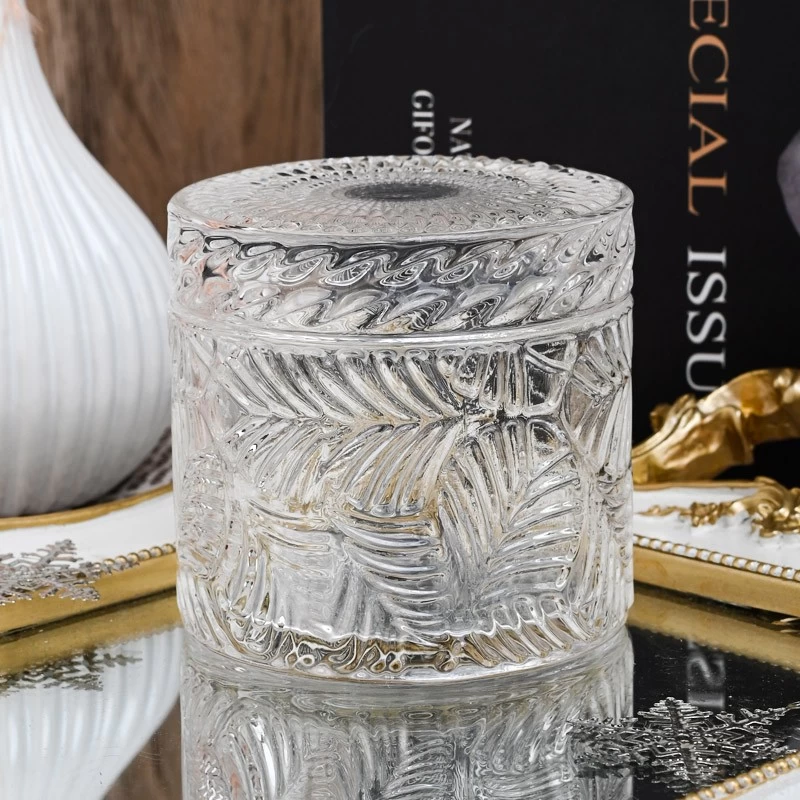 luxury decor glass candle vessel clear glass candle jar wholesale