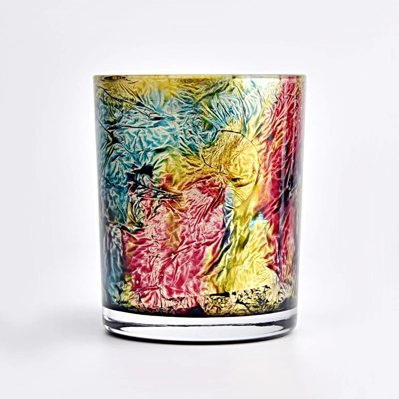 Home decor large glass candle jar with artwork