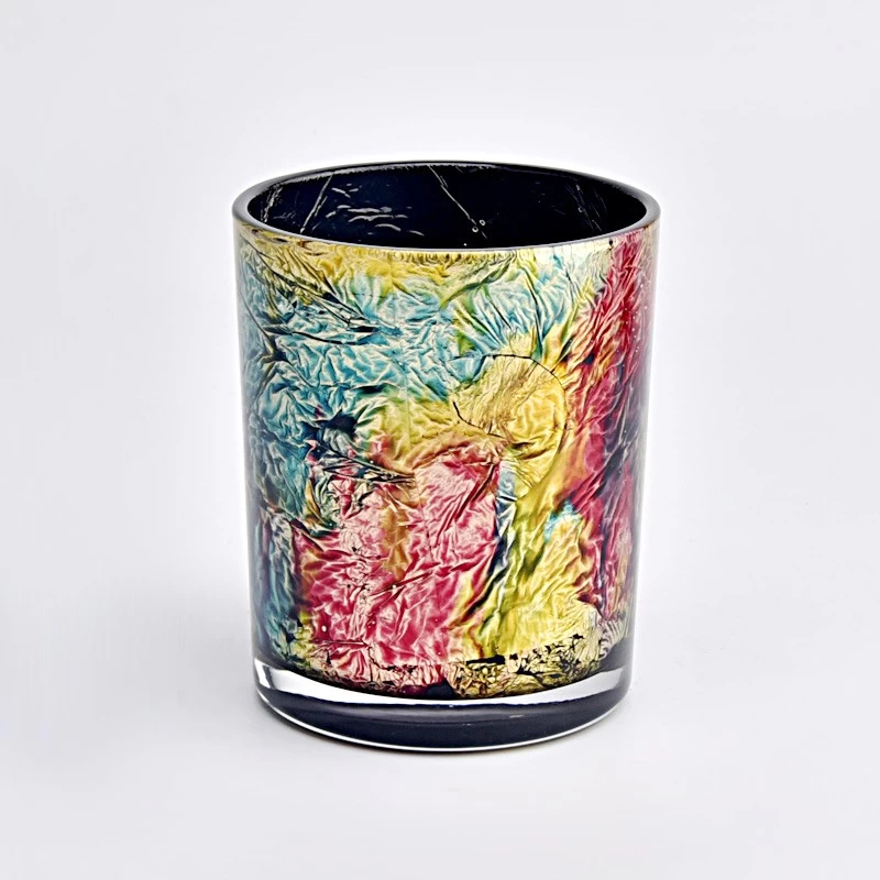 Home decor large glass candle jar with artwork