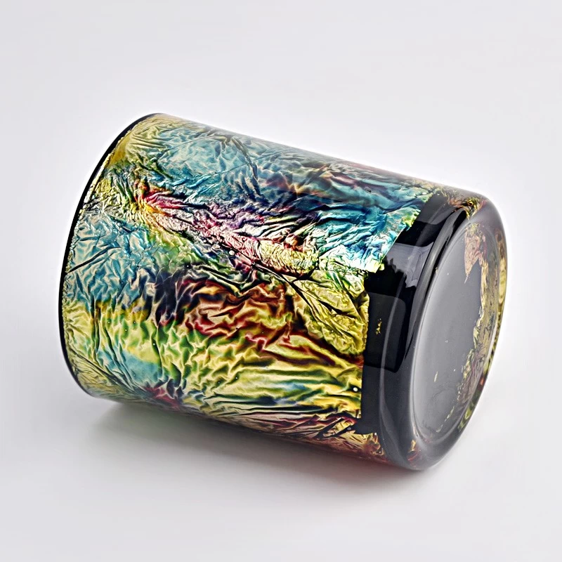 Home decor large glass candle jar with artwork