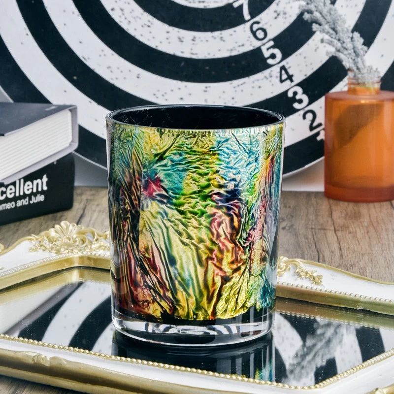 Home decor large glass candle jar with artwork